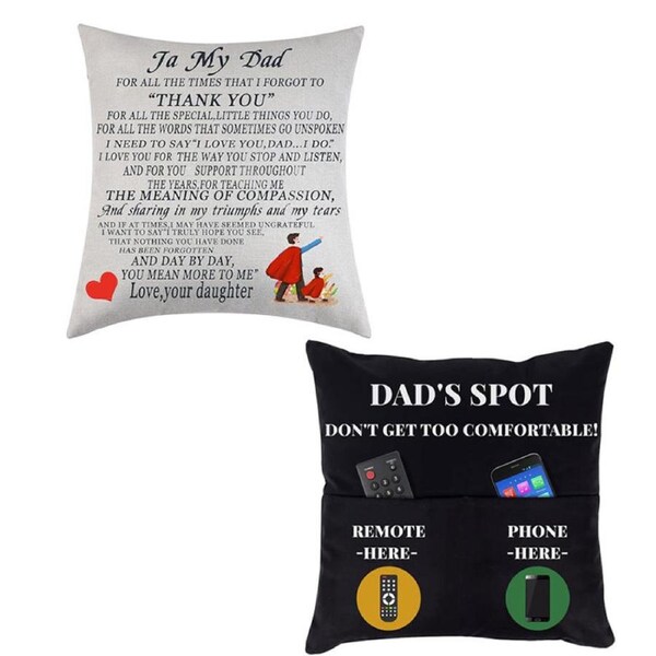 Catzon 2 Pcs Linen Throw Pillow Covers for Dear Dad Birthday Gifts for Father-Set 19