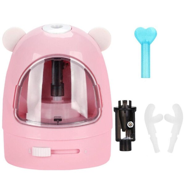 Catzon Cute Panda Electric Pencil Sharpener with Pencil Extender for Students-Pink