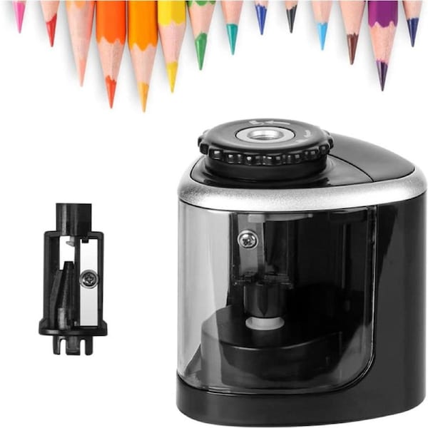 Catzon Electric Pencil Sharpener Battery Operated for NO.2 Colored Pencils 6-8mm-Black