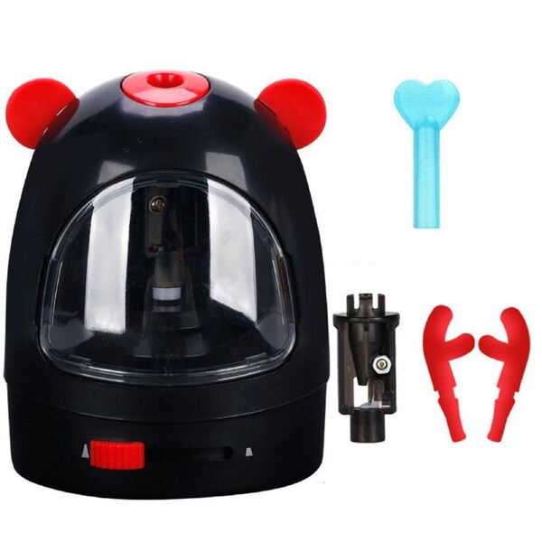 Catzon Cute Panda Electric Pencil Sharpener with Pencil Extender for Students-Black