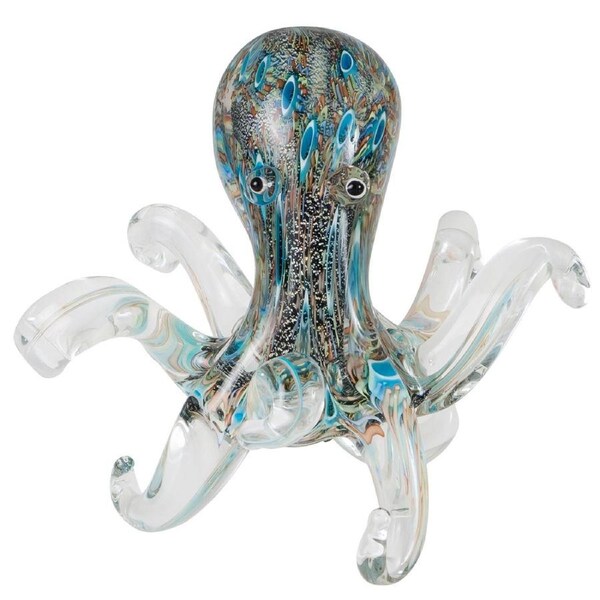 Coloured Art Glass 20cm Octopus Polpo Collectible Figurine Ornament, Whitehill CCG-POLPO