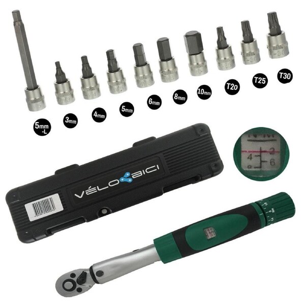 Velobici Bicycle Bike Torque Wrench Allen Key Tool Socket Set Kit