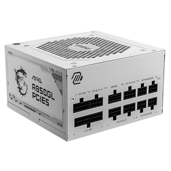 MSI MAG A850GL 850W 80+ Gold ATX Power Supply - White (MAG A850GL PCIE5 WHITE)