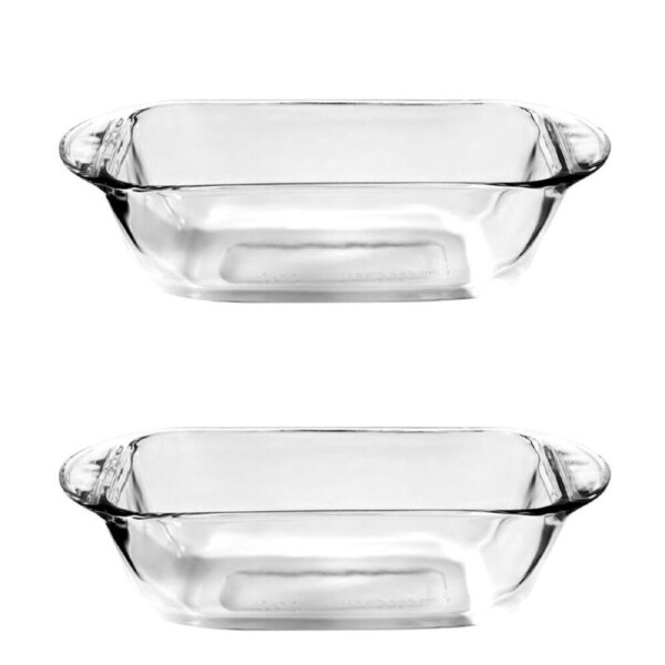 2x Anchor Hocking Fire King 23cm/1.5L Glass Bread/Loaf Dish Baking - Clear