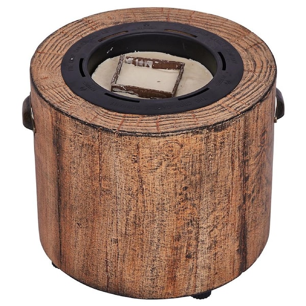 Eco Fuego Wood Coloured Finish Wax Candle Outdoor Garden Fire Pit Low Smoke