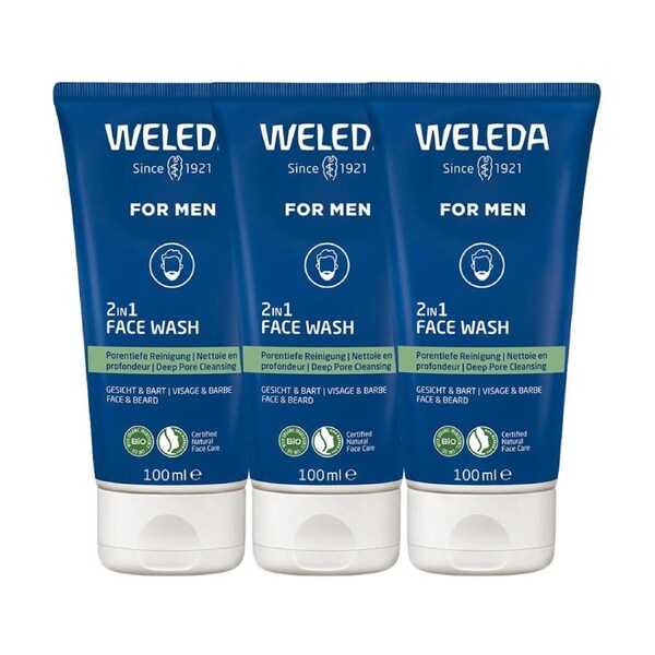 3 x Weleda Men 2 in 1 Face Wash 100mL