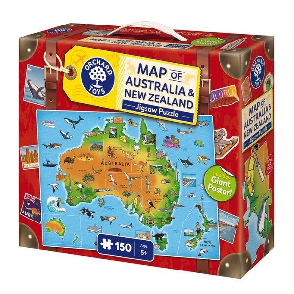 150pc Orchard Toys Map of Australia & New Zealand Jigsaw Puzzle Kids Game 5y+