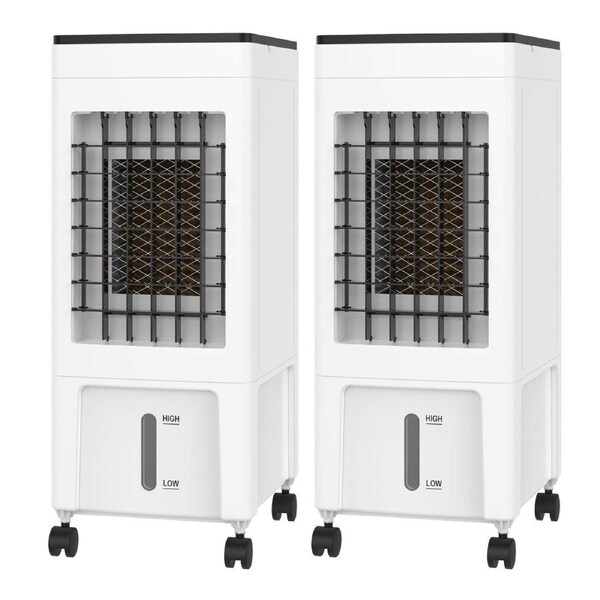 3 in 1 Evaporative Air Cooler, Portable Air Cooler Air Conditioner Fan with 8L Water Tank, 2Pcs