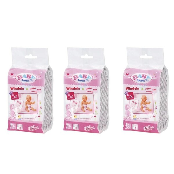 Baby Born Nappies 5 Pack (3 Pack)