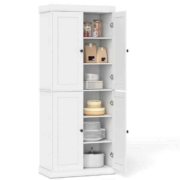 Costway 185 cm 4 Door Buffet Sideboard Cupboard w/6-Tier Shelves Standing Storage Cabinet Kitchen Hallway