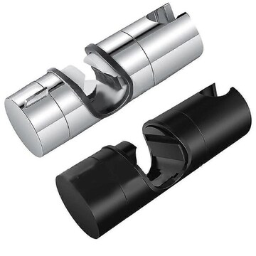 Shower Rod Holder Fixed Base – ABS Plastic Adjustable Clamp For 20-24mm Sliding Bars (Silver, 1-Pack)