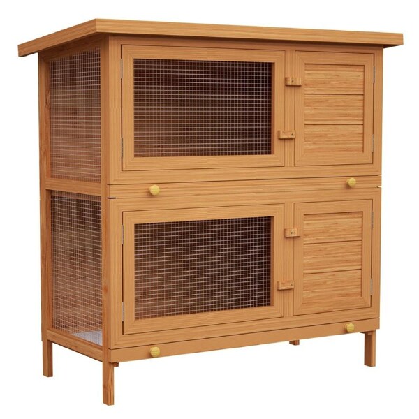 Advwin Rabbit Hutch Chicken Coop Large Wooden Cage 90x45x90cm Brown