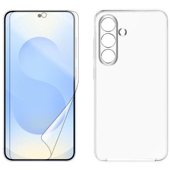 For Samsung Galaxy S25 Clear Back Case Cover and Soft Film Screen Protector