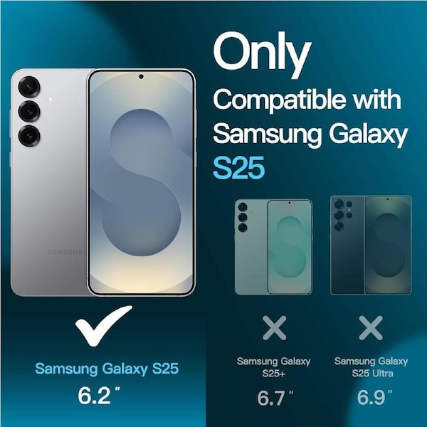 For Samsung Galaxy S25 Clear Back Case Cover and Tempered Glass Screen Protector