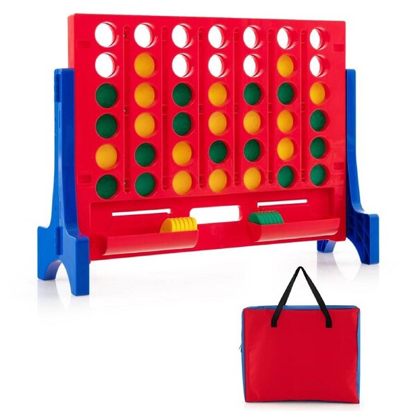 Babyjoy Giant 4 in a Row Game 4-to-score Game Set w/Storage Carry Bag Free-standing/Wall-mounting Chess Red
