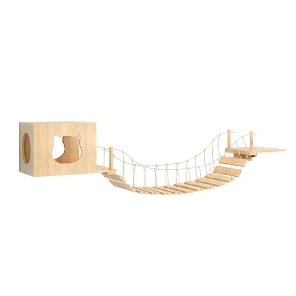 Wall Mounted Cat Climbing Shelf Jumping Platform Wooden Pet Perch Furniture