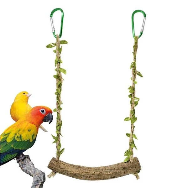 Parrot Swing Stand Wooden Pole Bird Perch Stick Climbing Toy Cage Accessory