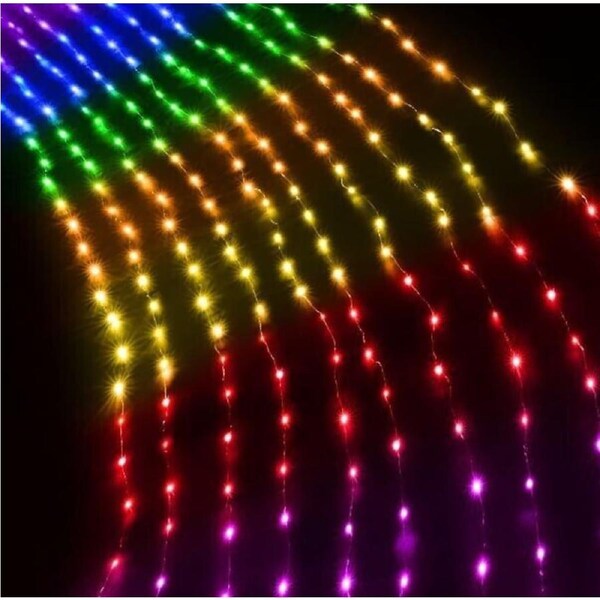 Colour Changing LED Curtain Lights with Remote USB Powered 3x2.7m