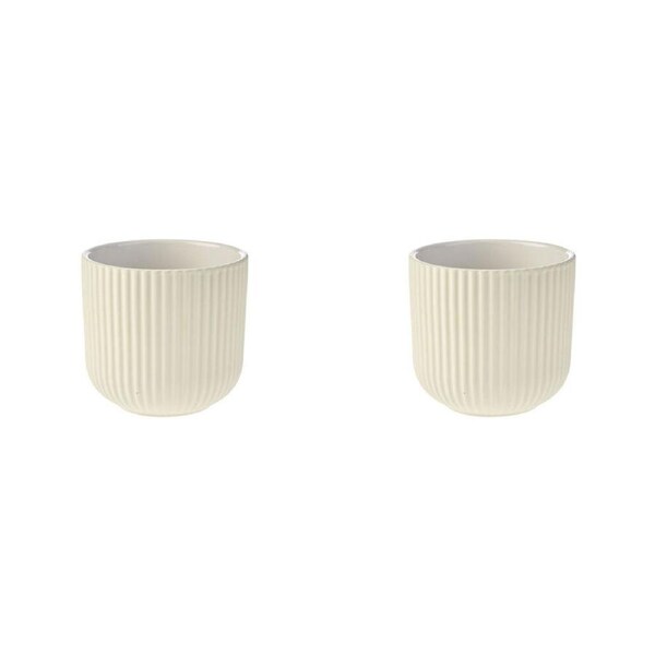 2PK Linen House Vincent Stoneware Planter Plant Pot 17cm Home/Garden Decor Ivory