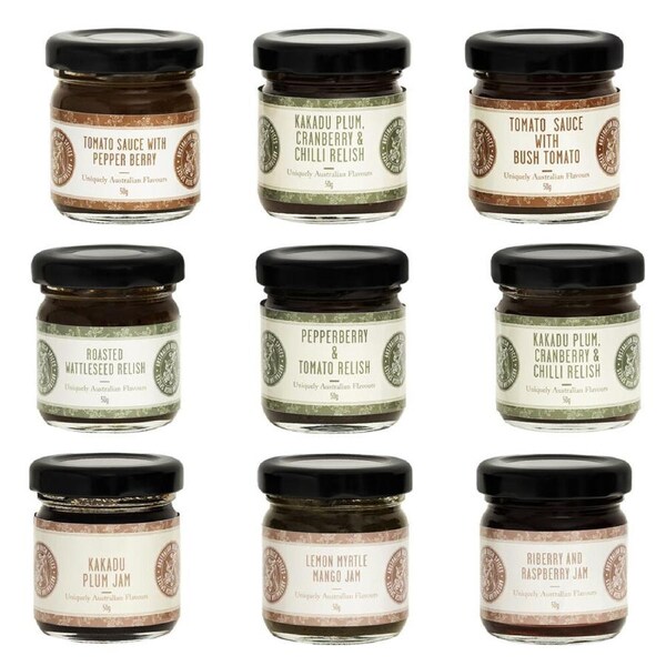 9pc Australian Bush Spices Mini Relish/Mini Jams/ Mini Tomato Sauces Combo Set
