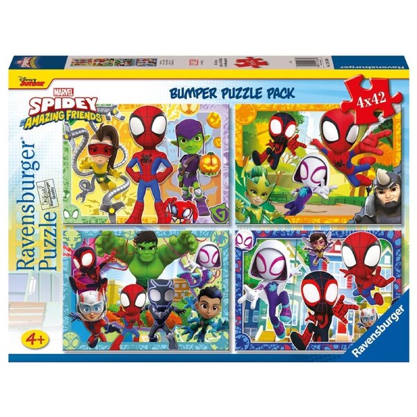 4x42pc Ravensburger Spidey & His Friends Bumper Jigsaw Puzzle Pack Kids 4y+