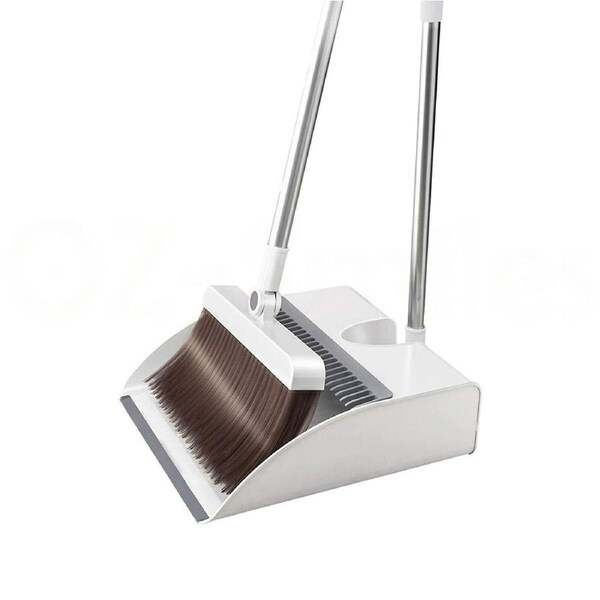 Dustpan And Broom Set Long Handle Stand Up Store With Broom Holder