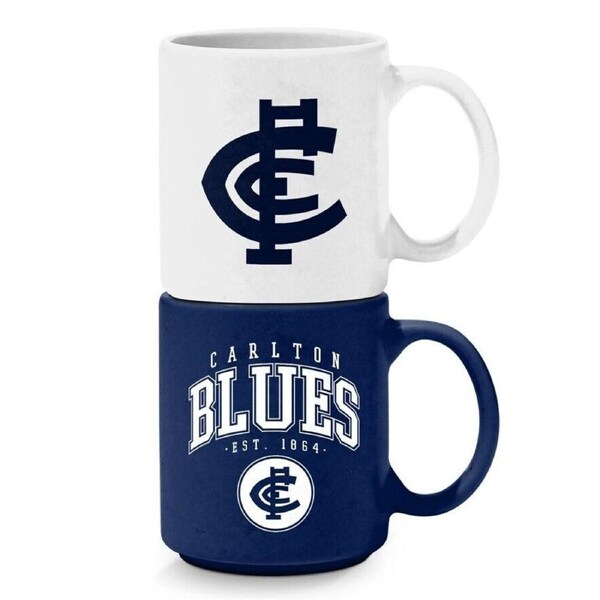 AFL Stackable Mug - Carlton Blues - Set Of 2 - Coffee Cup - 305mL