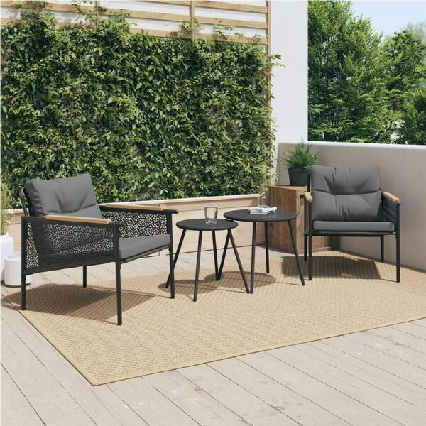 Garden Chairs with Cushions 2 pcs Black Steel vidaXL