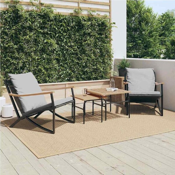 4 Piece Balcony Furniture Set with Cushions Black Steel vidaXL