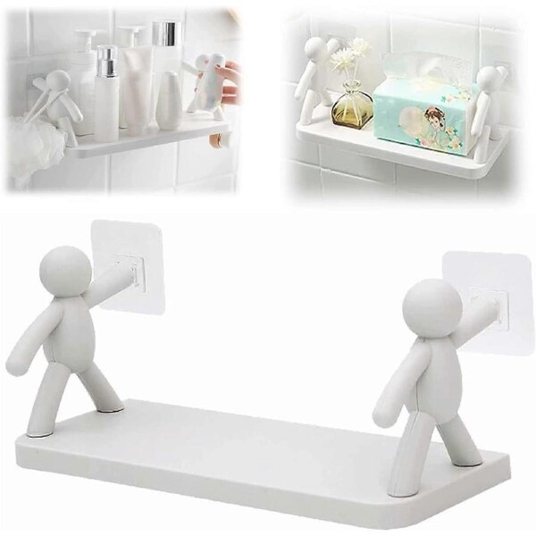 Kitchen Bathroom Shelves, No Drilling Wall-Mounted Shower Shelf Storage Rack