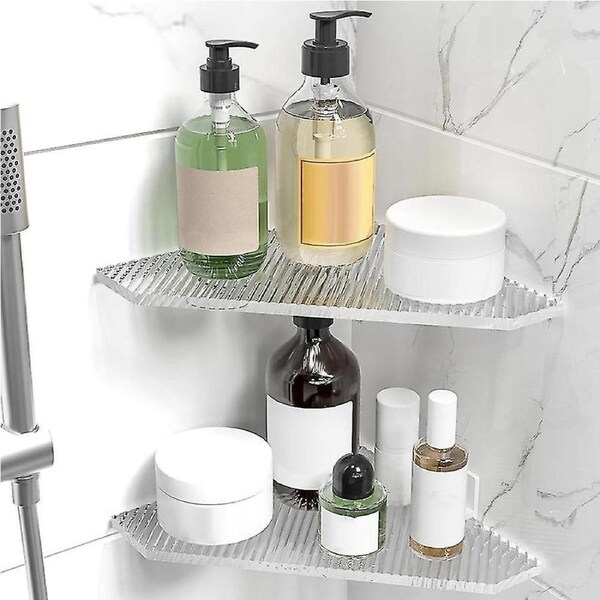Shower Organizer Corner Shower ,acrylic Shower Shower Shelf Corner Shower Rack Adhesive Wall Mounted 2pcs
