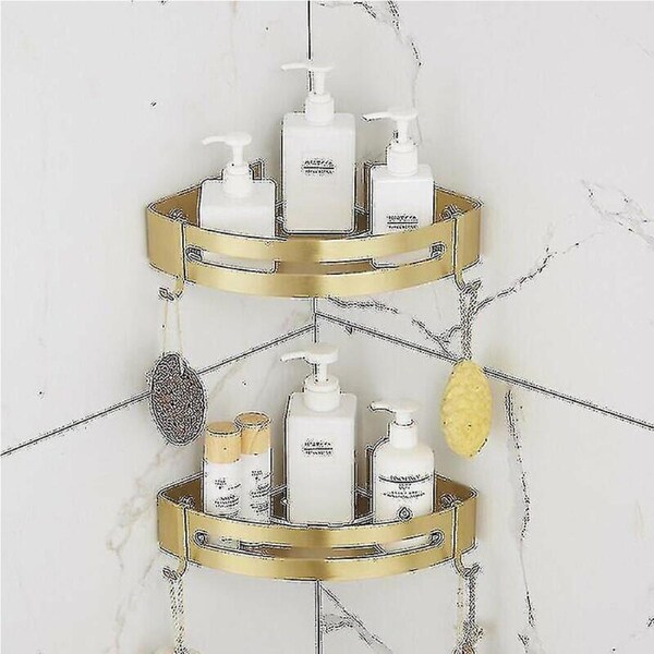 Shower Shelf Without Drilling Corner Bathroom Shelf Starlight Bathroom Shelf (glossy Sand Gold, 2 Tiers) Tw