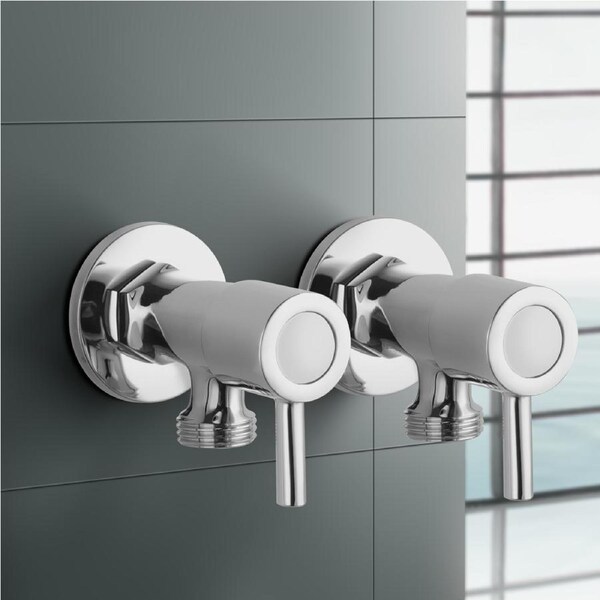 ACA Washing Machine Stops 1/4 Turn Solid Brass Pair Laundry Taps Round Chrome