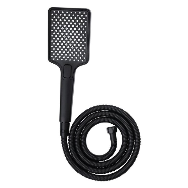 ACA Handheld Shower Head 3.74" High Pressure 3 Modes Square 1.5m Hose Black