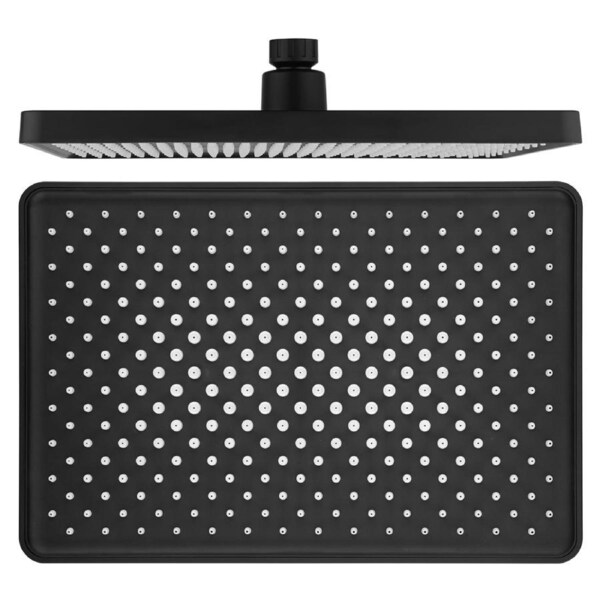 280mm 11" Rain Shower Head Only For Shower Arm Rail Set Black Rectangle
