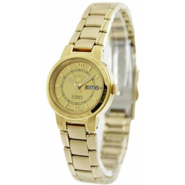 Seiko 5 Automatic SYME58K1 21 Jewels Day/Date Gold Tone Dial/Case/Bracelet Ladies Womens Watch