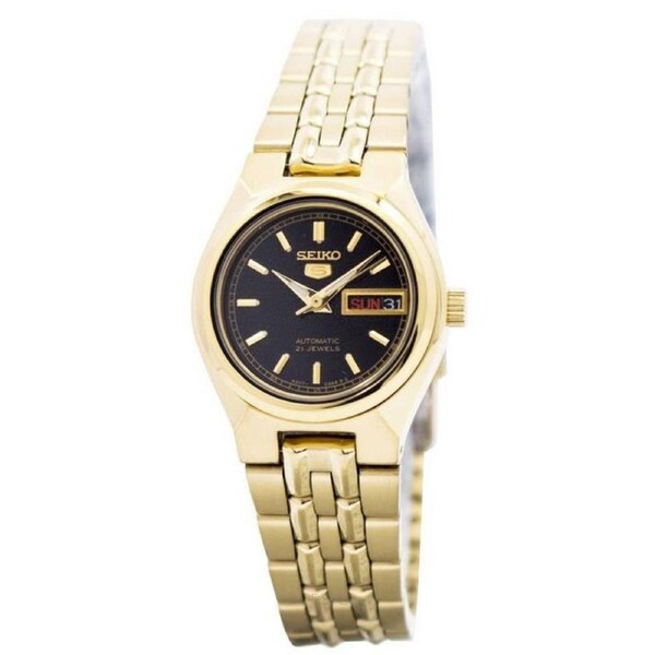Seiko 5 Automatic 21 Jewels Gold Tone Stainless Steel SYMA06K1 30M Ladies Watch