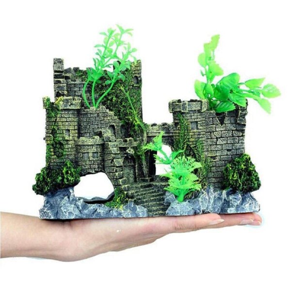 Aquarium Resin Castle Decoration Hideouts Stone Cave Hide House Fish Tank Accessories-RQ141A