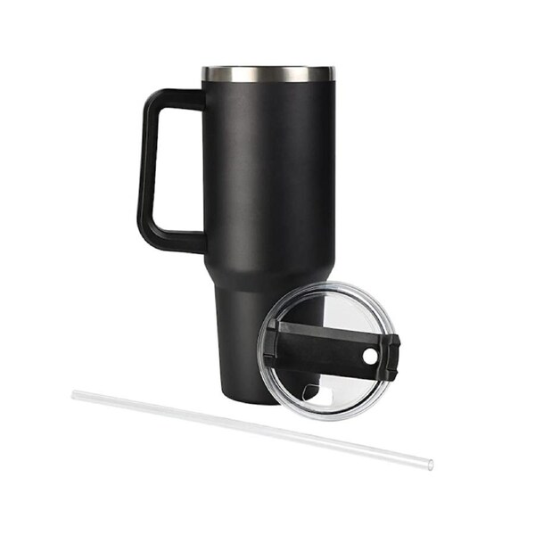 Stainless Steel Water Bottle Insulated Tumblers with Lid and Straw for Travel Coffee -Black