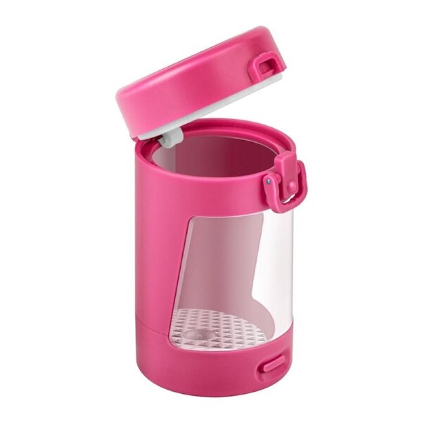 Mini Air Tight Storage Stash Jar with LED Light Magnifying Viewing Jar Portable Rechargeable Keep Humidity-Pink