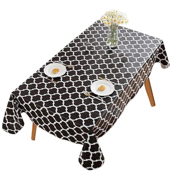 Rectangle Tablecloth Dining Table Cover for Christmas Kitchen Party Decor-Black