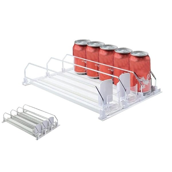 Automatic Pusher Glide Soda Can Dispenser Drink Organizer for Fridge Pantry-White
