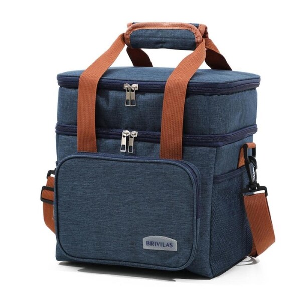 Outdoor Portable Lunch Bag Thermal Insulated Food Container Cooler Bag-Navy