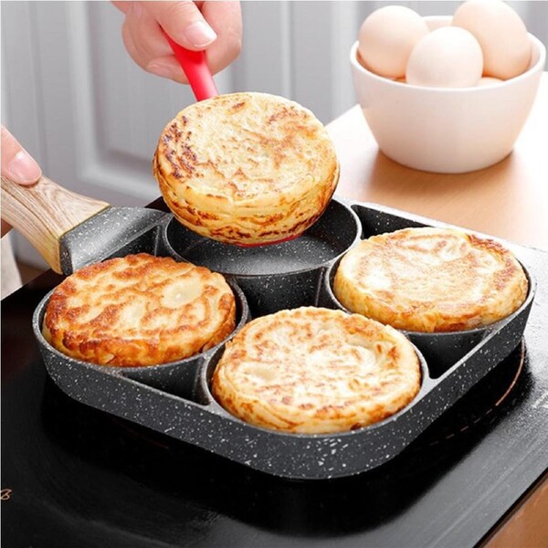 Omelet Frying Pot Pan Non-stick Egg Dumpling Ham Pancake Steak Breakfast Maker - Four-Hole