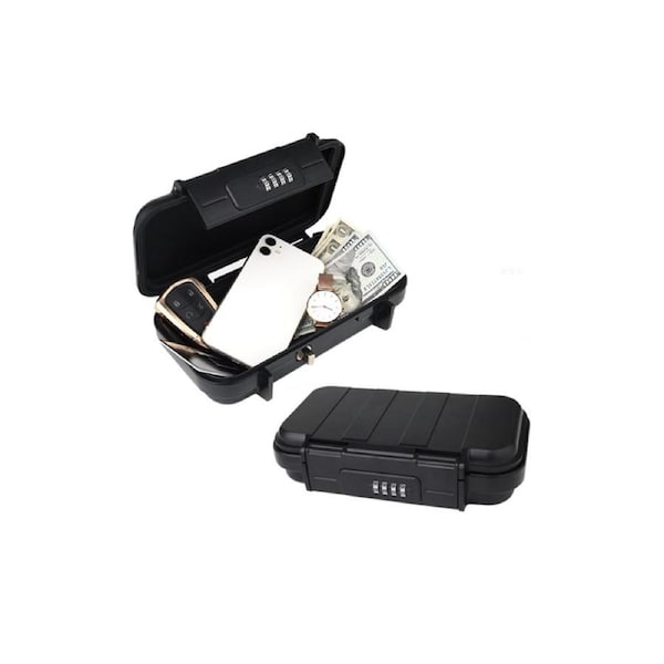 Portable Lock Box Safe Anti-Theft Mini Travel Safe Box with Code Security Case-Black