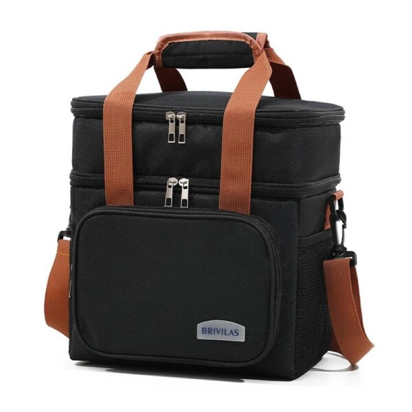 Outdoor Portable Lunch Bag Thermal Insulated Food Container Cooler Bag-Black