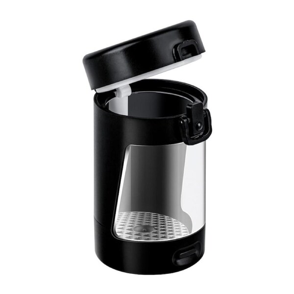 Mini Air Tight Storage Stash Jar with LED Light Magnifying Viewing Jar Portable Rechargeable Keep Humidity-Black