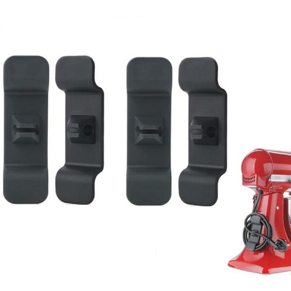 4pcs Kitchen Mixer Cable Wrap Cord Organizer Wire Wrapper Storage Attachment -Black