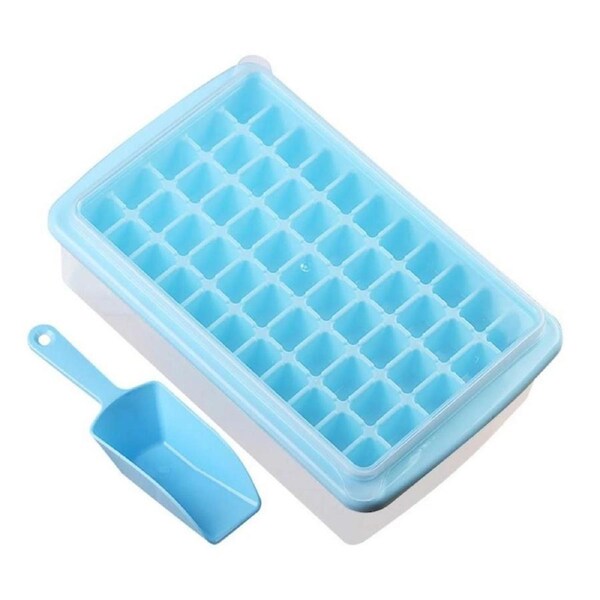 Ice Cube Tray with Lid and Storage Bin for Freezer 55 Mini Nugget Ice Tray -Blue