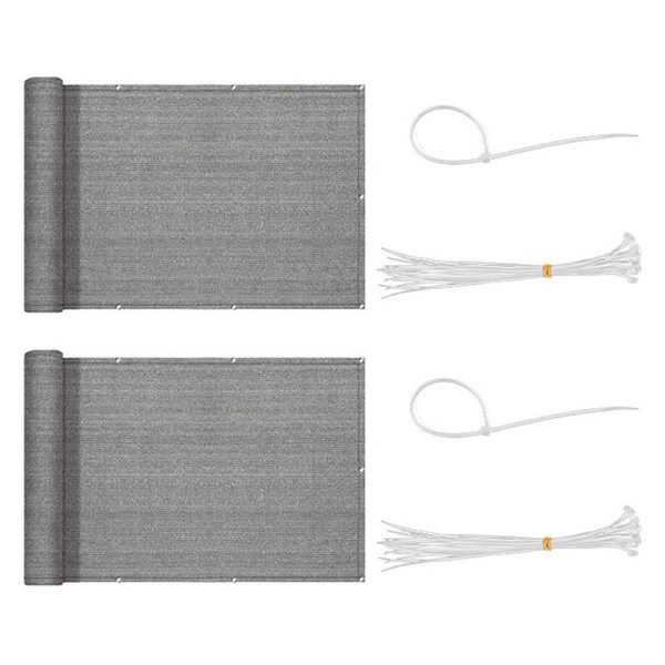 2pcs Balcony Privacy Screen Cover 5M Sun Shade Protection Mesh Net for Patio Fence Porch -Grey